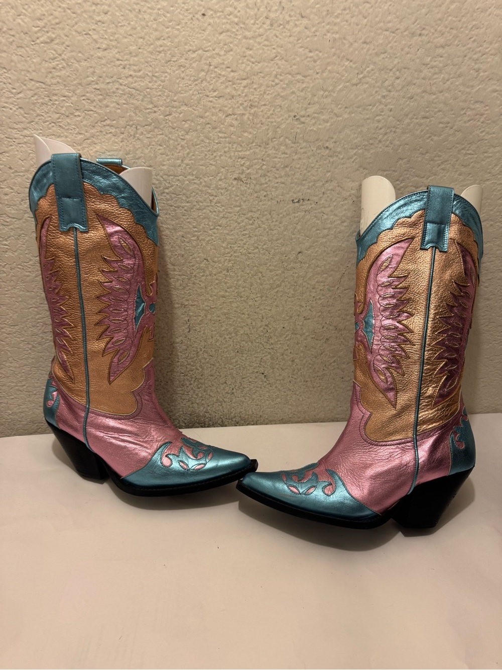 Toral Metallic Pink, Teal & Gold Western Cowgirl Boots size 37